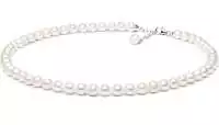 Klassische Perlenkette weiß rund 7.5-8 mm, 45 cm, Verschluss 925er Silber mit Perle, Gaura Pearls, Estland